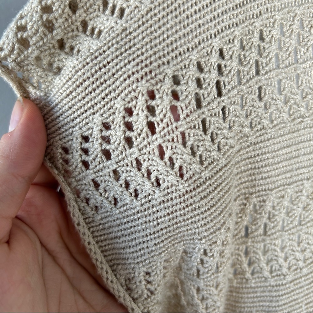 BELLDINI Beige Tan Open Knit Cardigan Vest Kimono - Picture 4 of 6